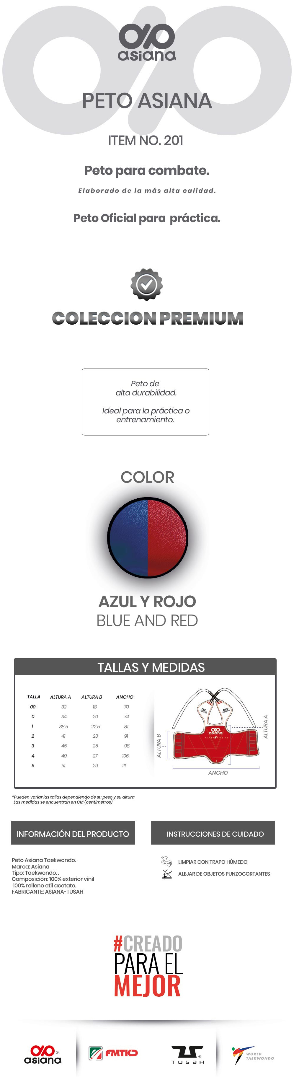 201 peto oficial rojo-azul