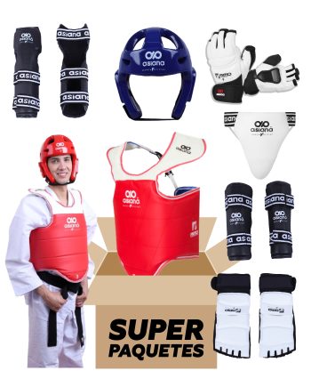 EQUIPO ASIANA DE PROTECCIÓN TAEKWONDO PARA HOMBRE COLOR NEGRO