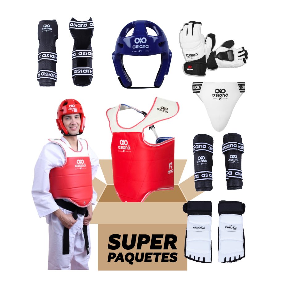 EQUIPO ASIANA DE PROTECCIÓN TAEKWONDO PARA HOMBRE COLOR NEGRO