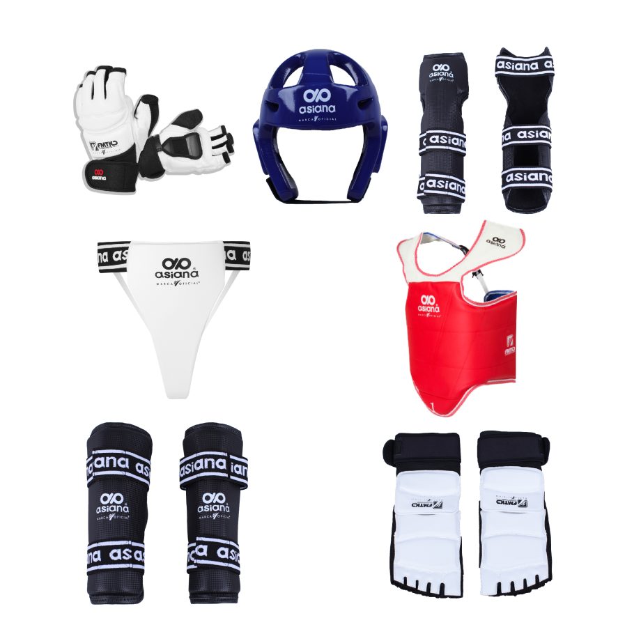 EQUIPO ASIANA DE PROTECCIÓN TAEKWONDO PARA MUJER COLOR NEGRO