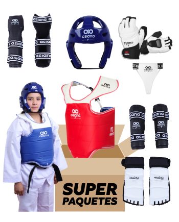 EQUIPO ASIANA DE PROTECCIÓN TAEKWONDO PARA MUJER COLOR NEGRO