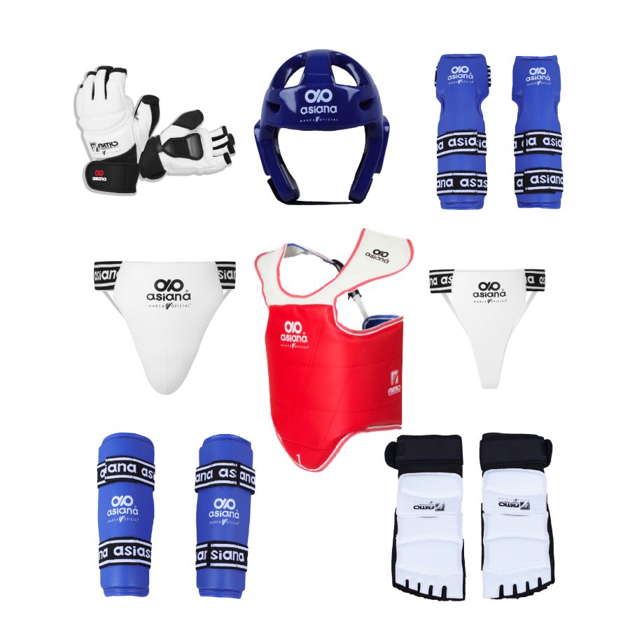 EQUIPO ASIANA DE PROTECCIÓN PARA TAEKWONDO COLOR AZUL