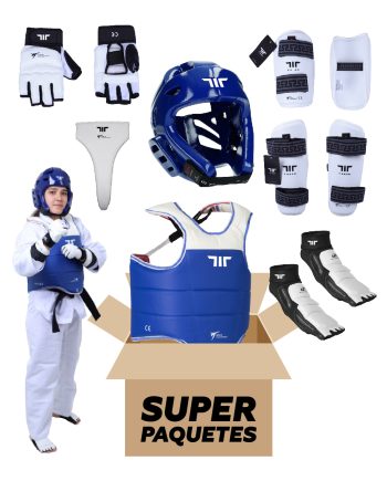 EQUIPO TUSAH DE PROTECCIÓN PARA TAEKWONDO AZUL PARA MUJER