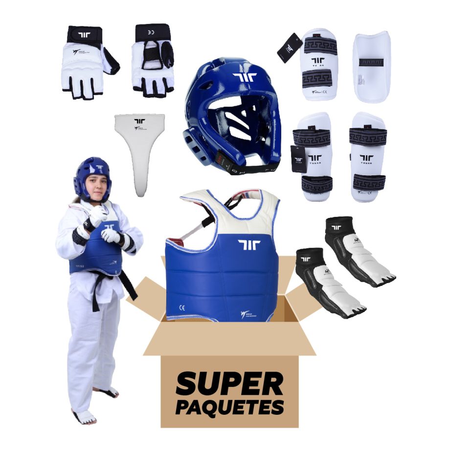 EQUIPO TUSAH DE PROTECCIÓN PARA TAEKWONDO AZUL PARA MUJER