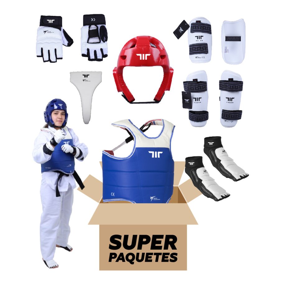 EQUIPO TUSAH DE PROTECCIÓN PARA TAEKWONDO ROJO PARA MUJER