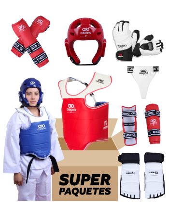 EQUIPO ASIANA DE PROTECCIÓN TAEKWONDO PARA MUJER COLOR ROJO