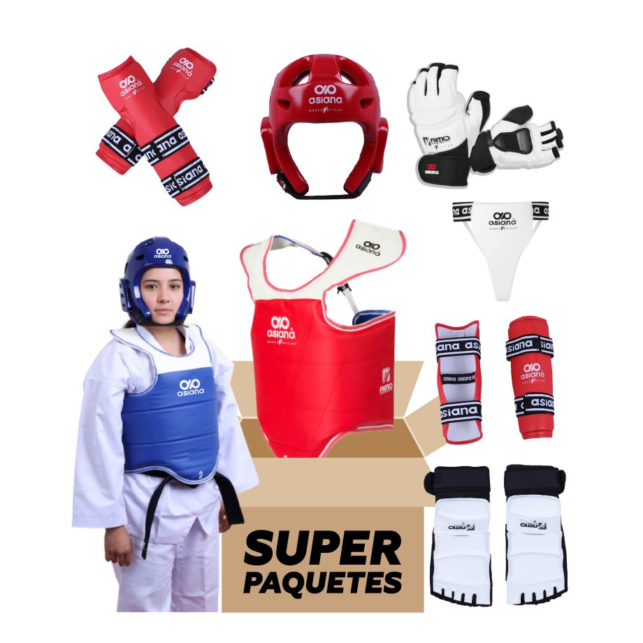 EQUIPO ASIANA DE PROTECCIÓN TAEKWONDO PARA MUJER COLOR ROJO