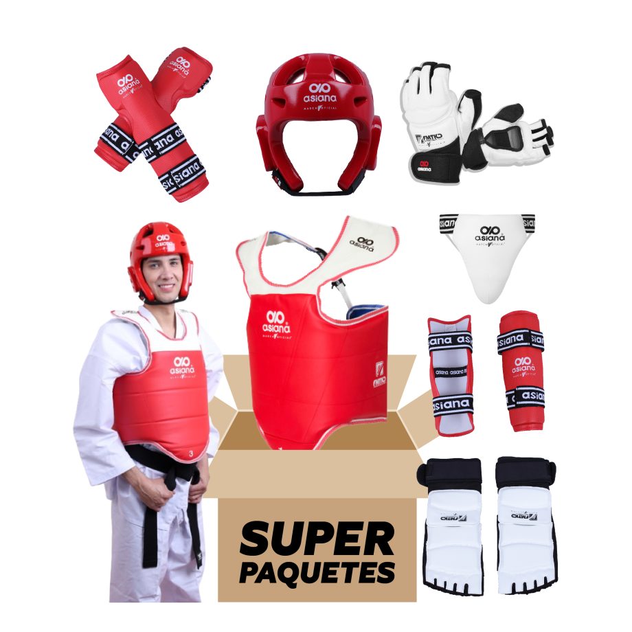 EQUIPO ASIANA DE PROTECCIÓN TAEKWONDO PARA HOMBRE COLOR ROJO