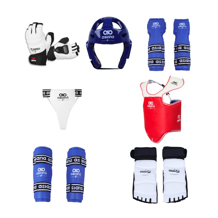 EQUIPO ASIANA DE PROTECCIÓN TAEKWONDO PARA MUJER COLOR AZUL