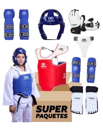 EQUIPO ASIANA DE PROTECCIÓN TAEKWONDO PARA MUJER COLOR AZUL