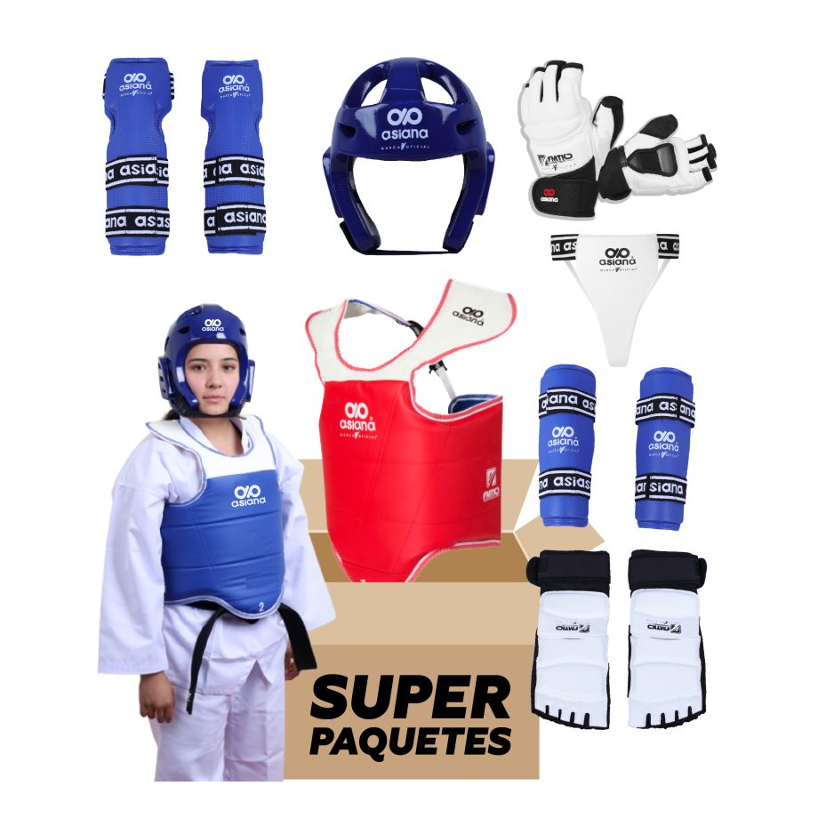 EQUIPO ASIANA DE PROTECCIÓN TAEKWONDO PARA MUJER COLOR AZUL