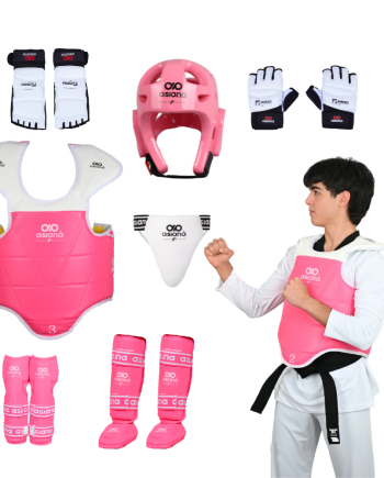 EQUIPO ASIANA DE PROTECCIÓN TAEKWONDO PARA HOMBRE COLOR ROSA